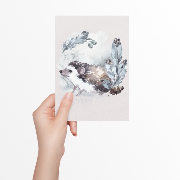 Watercolor Hedgehog Wall Art Print Poster Unframed - Picture 13 of 17